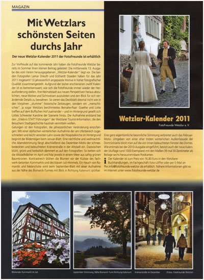 2010-08 “Wetzlarer Hefte” zum “Wetzlar-Kalender 2011”