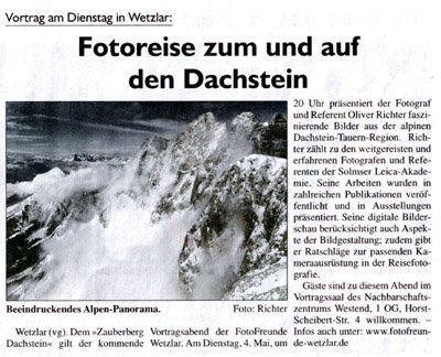 2010-05 “Sonntag Morgenmagazin” über “Dachstein”-Vortrag