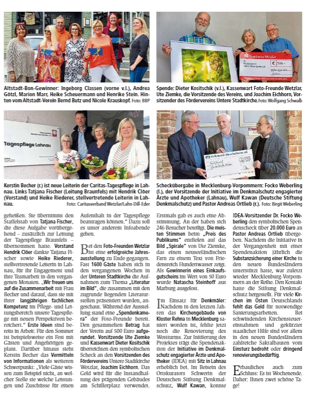 2024-07-20 WNZ: Spendenübergabe an Untere Stadtkirche