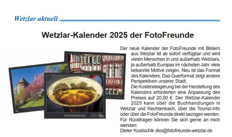 2024-11-01 Seniorenpost WZ: Wetzlar-Kalender 2025