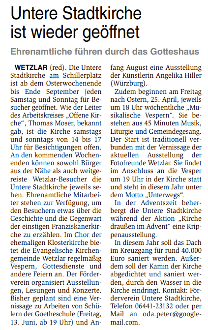 2025-04-19 Wochenblatt: Programm Untere Stadtkirche