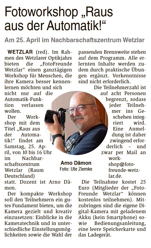 2026-04-18 Wochenblatt – Ankündigung Workshop April