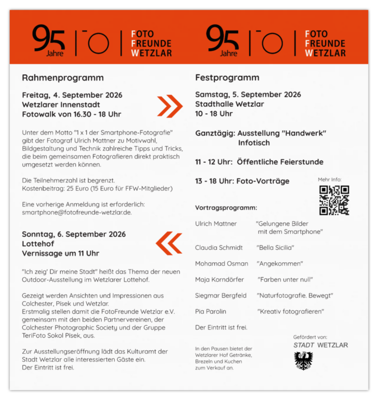 FFW-Flyer Jubiläum 4. bis 6. September 2026